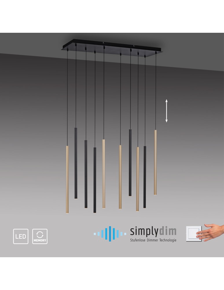 Paul Neuhaus Flute Lampa Wisząca Matowy Mosiądz/Czarny 2110-18
