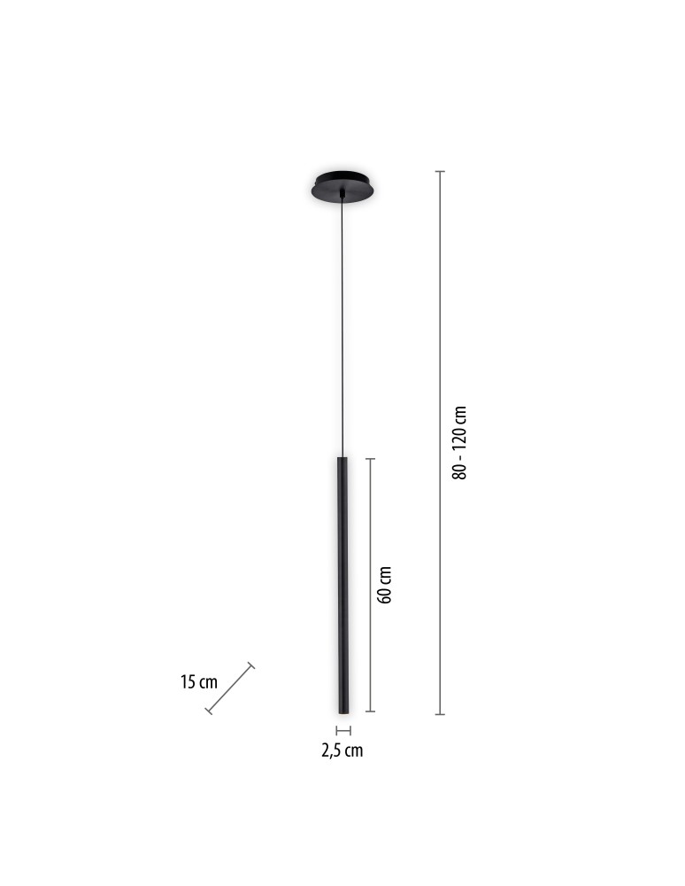 Paul Neuhaus Flute Lampa Wisząca Czarny 2111-18