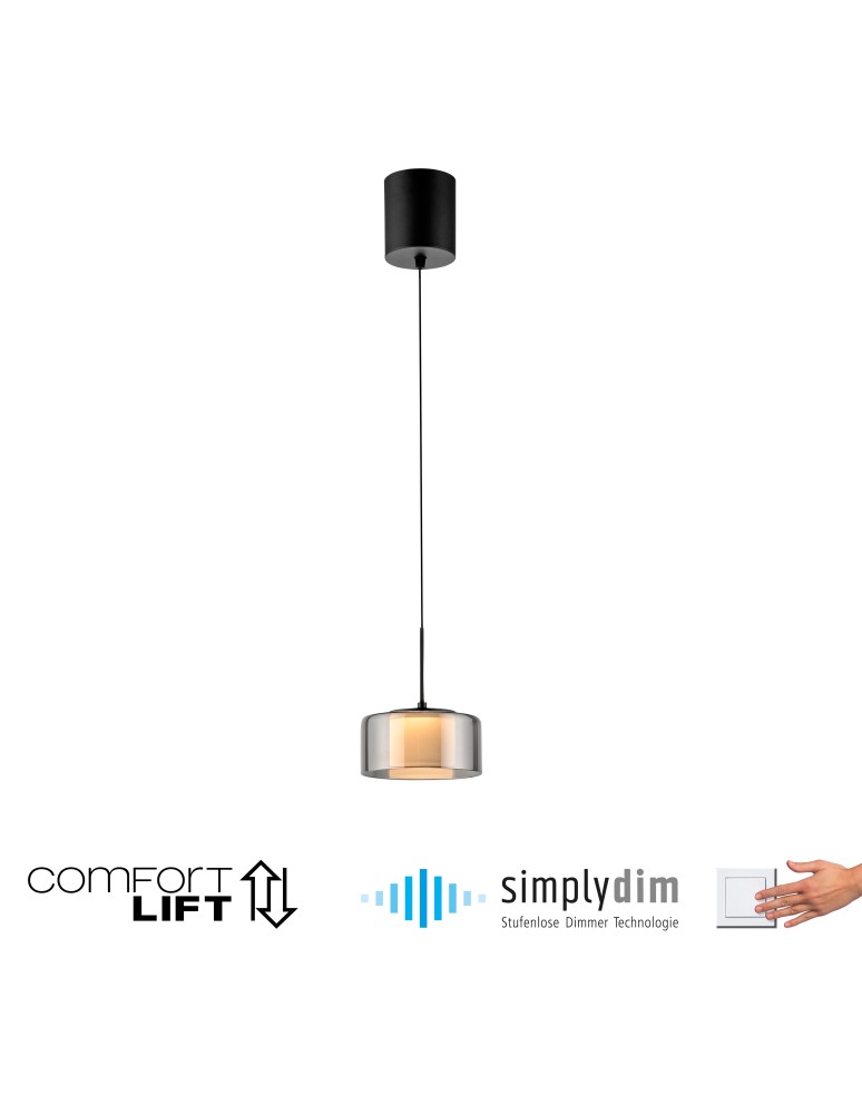 Paul Neuhaus Rika Lampa Wisząca Czarny/Smoky 2112-18