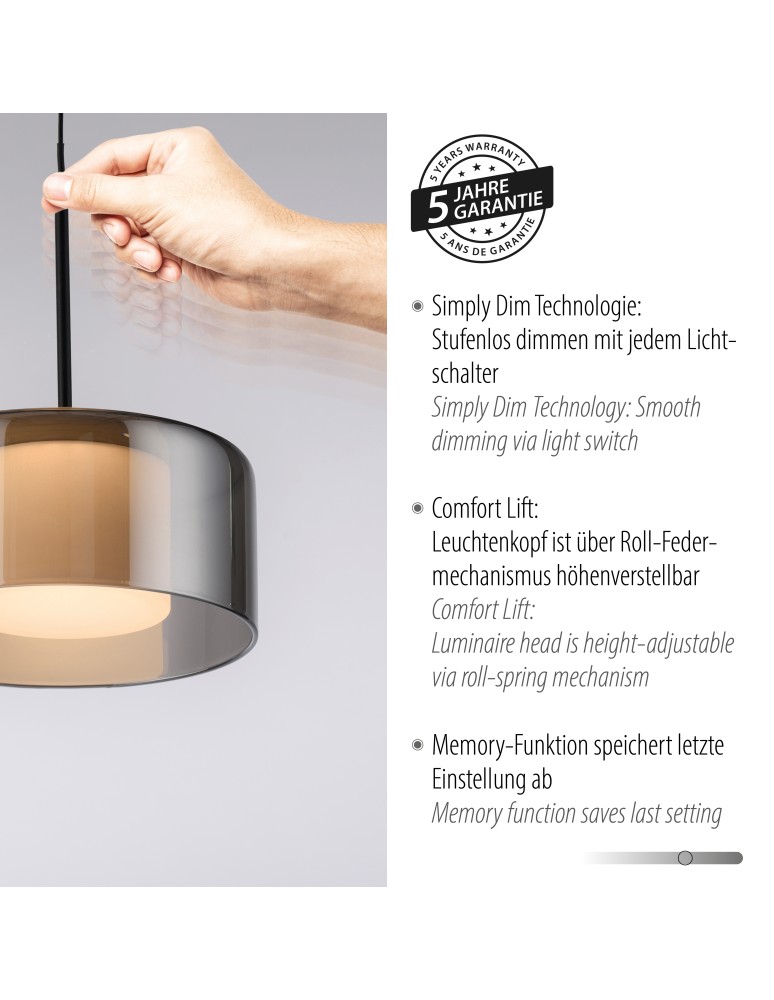 Paul Neuhaus Rika Lampa Wisząca Czarny/Smoky 2112-18