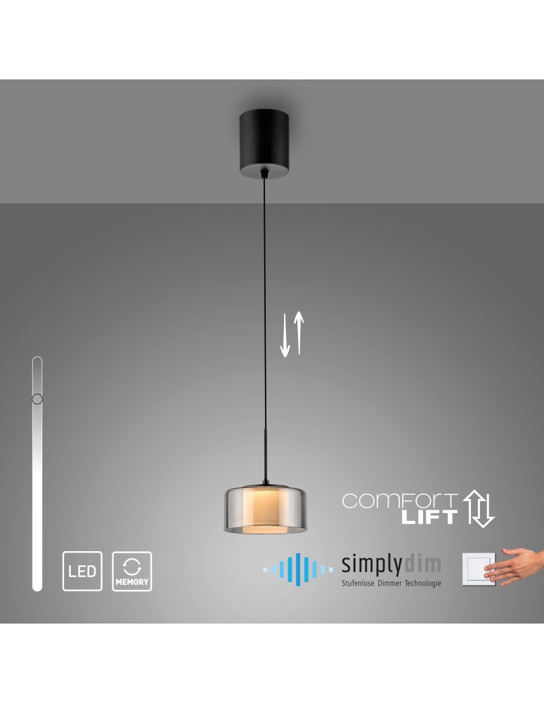 Paul Neuhaus Rika Lampa Wisząca Czarny/Smoky 2112-18
