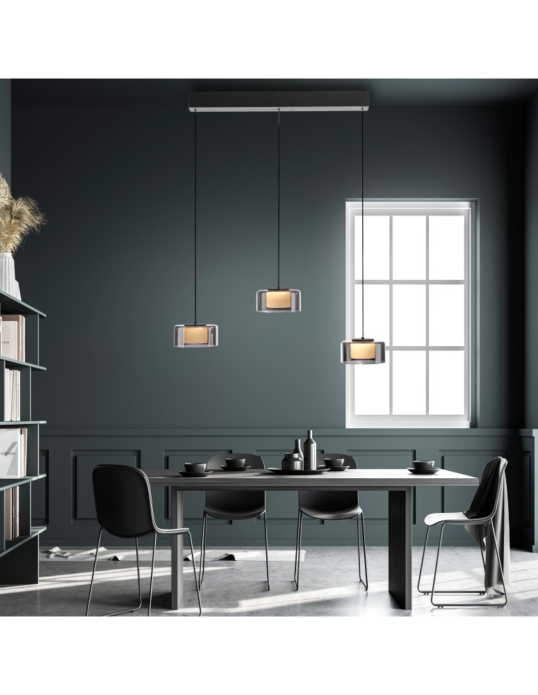 Paul Neuhaus Rika Lampa Wisząca Czarny/Smoky 2113-18