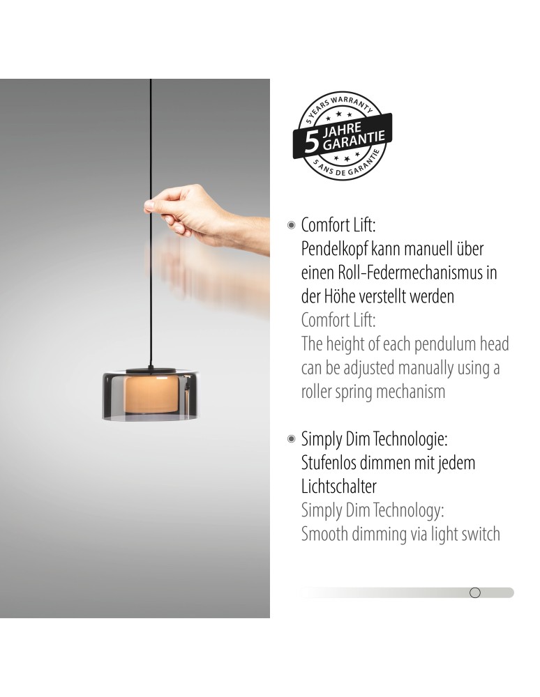 Paul Neuhaus Rika Lampa Wisząca Czarny/Smoky 2113-18
