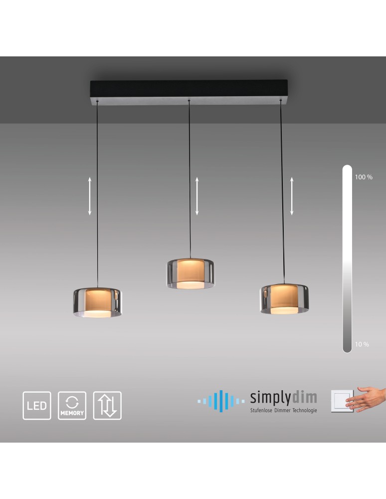 Paul Neuhaus Rika Lampa Wisząca Czarny/Smoky 2113-18