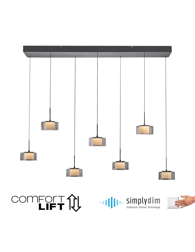 Paul Neuhaus Rika Lampa Wisząca Czarny/Smoky 2115-18