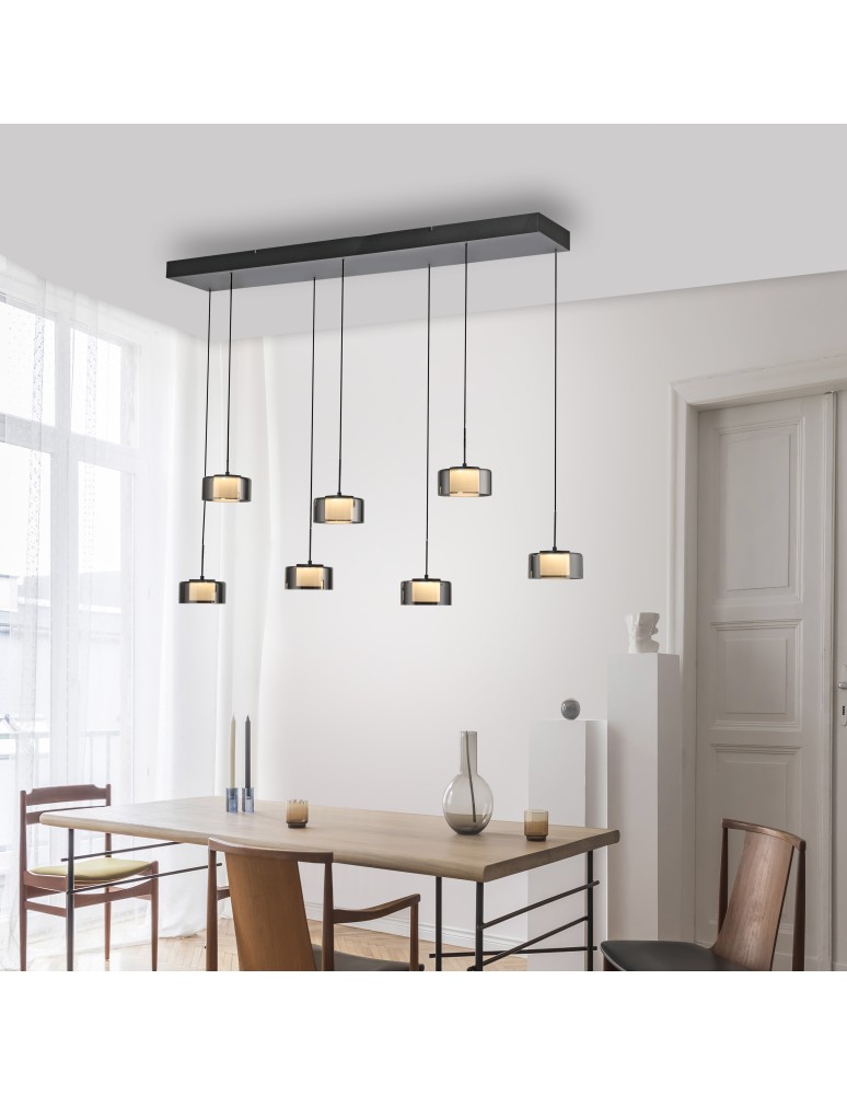 Paul Neuhaus Rika Lampa Wisząca Czarny/Smoky 2115-18