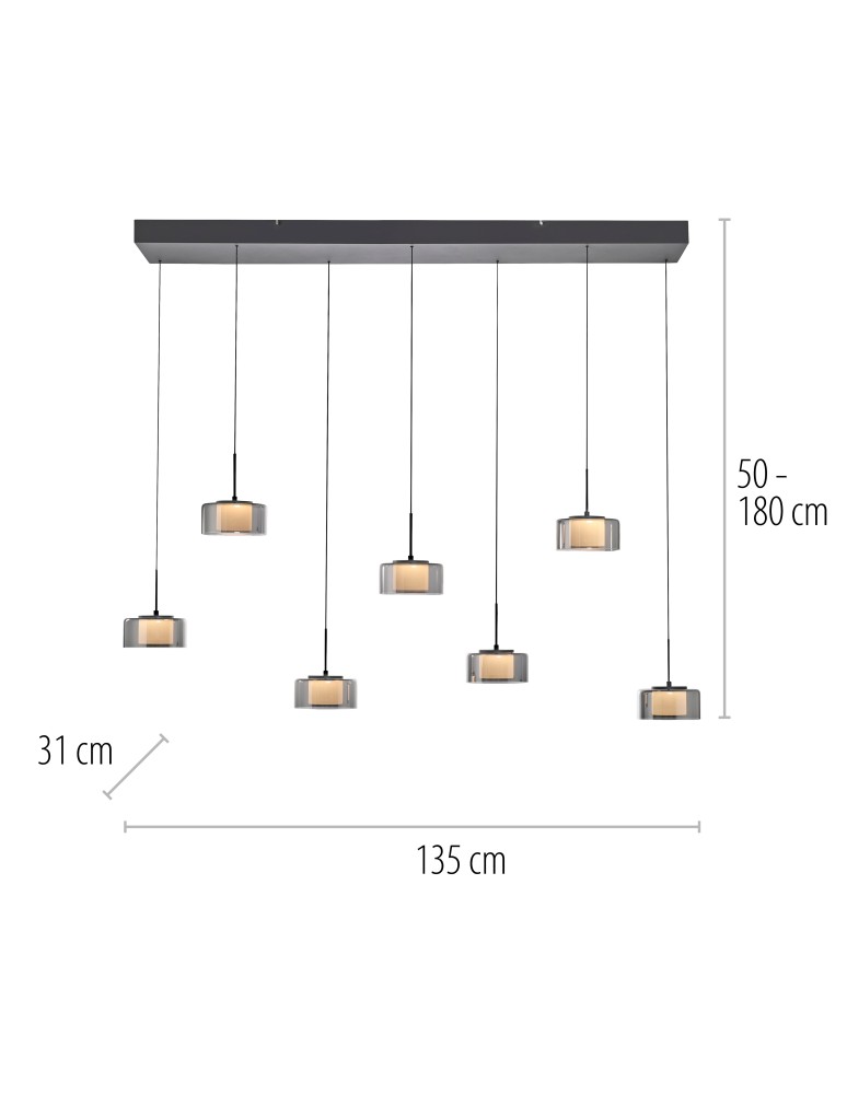 Paul Neuhaus Rika Lampa Wisząca Czarny/Smoky 2115-18