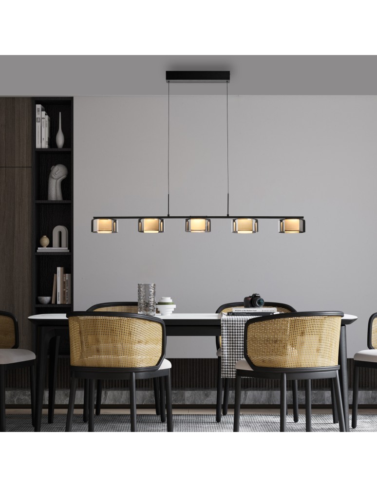 Paul Neuhaus Rika Lampa Wisząca Czarny/Smoky 2116-18