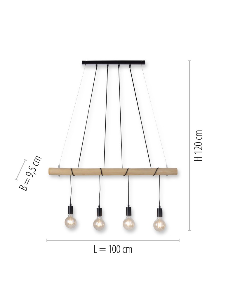 Paul Neuhaus Tero Lampa Wisząca Drewno/Czarny 15505-18