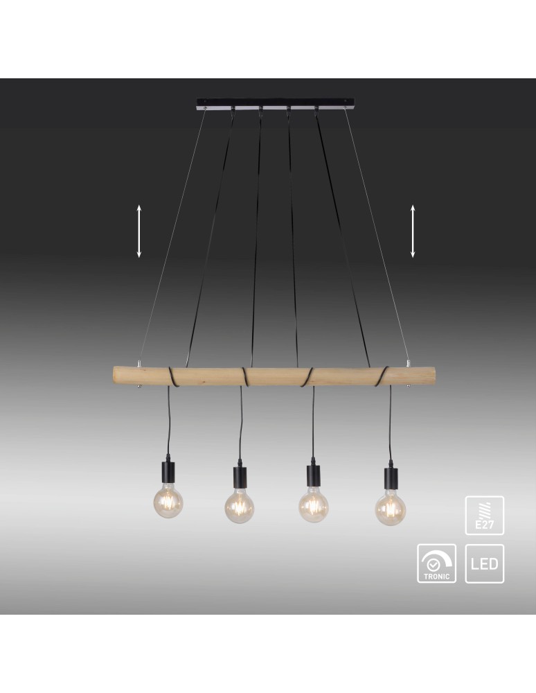 Paul Neuhaus Tero Lampa Wisząca Drewno/Czarny 15505-18