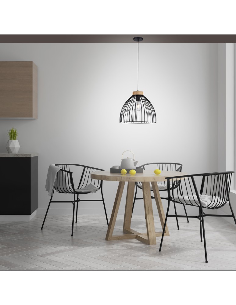 Paul Neuhaus Lami Lampa Wisząca Czarny/Drewno 11419-18