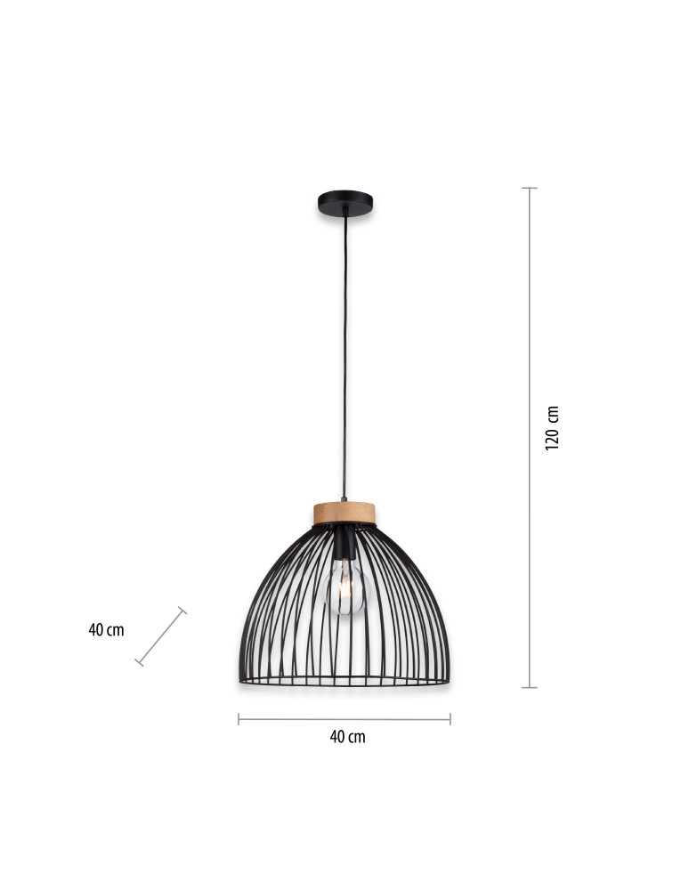 Paul Neuhaus Lami Lampa Wisząca Czarny/Drewno 11419-18