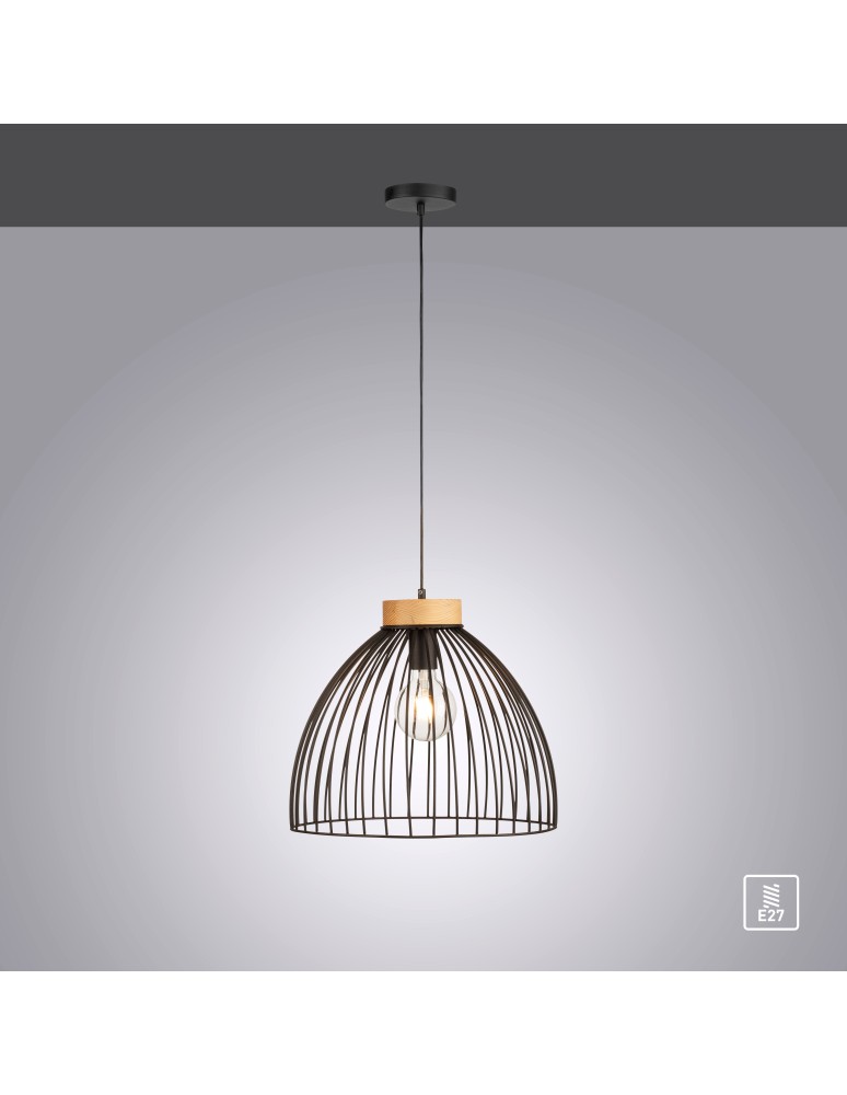 Paul Neuhaus Lami Lampa Wisząca Czarny/Drewno 11419-18