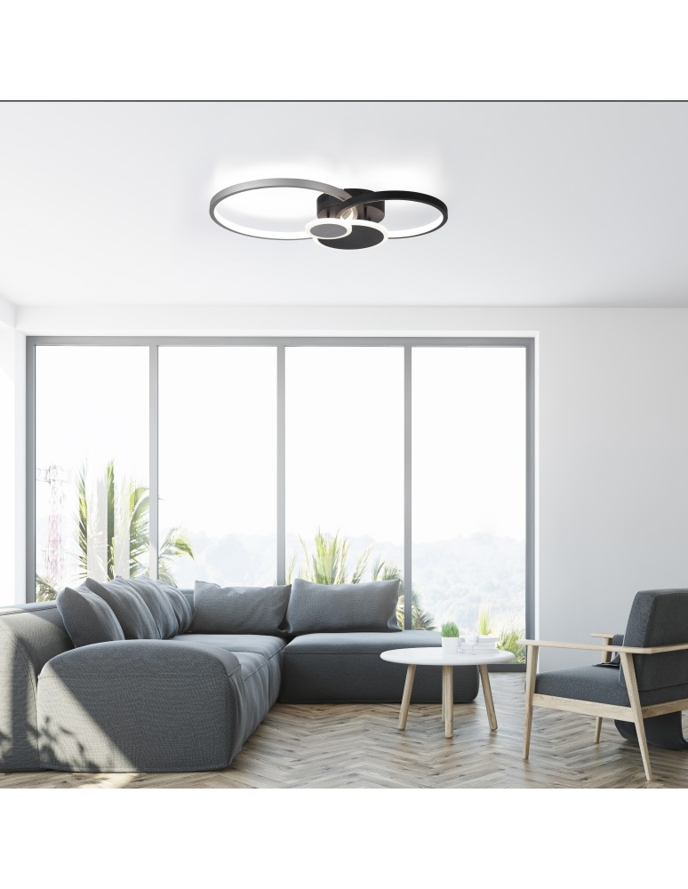 Paul Neuhaus Papilon Lampa Sufitowa Czarny/Aluminium 14548-18