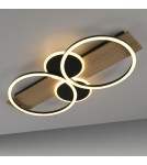 Paul Neuhaus Trooper Lampa Sufitowa Czarny/Drewno 14552-18