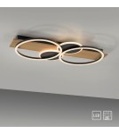 Paul Neuhaus Trooper Lampa Sufitowa Czarny/Drewno 14552-18