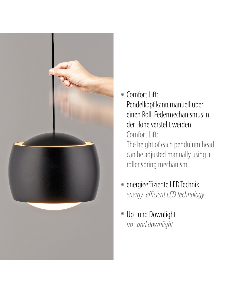 Paul Neuhaus Ballini Lampa Wisząca Czarny 15260-18