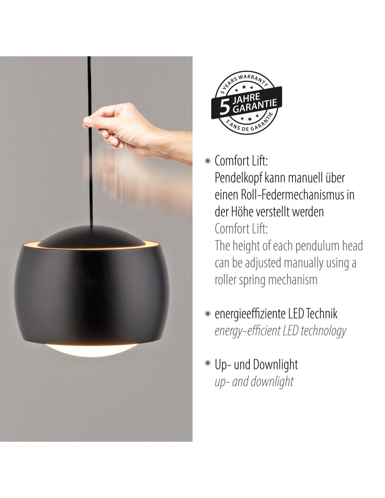 Paul Neuhaus Ballini Lampa Wisząca Czarny 15260-18