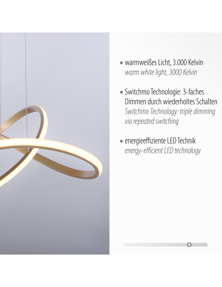 Paul Neuhaus Maria Lampa Wisząca Matowy Mosiądz 15402-60