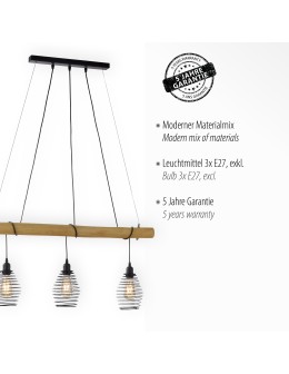 Paul Neuhaus Spring Lampa Wisząca Drewno/Czarny 15526-79 - product 2
