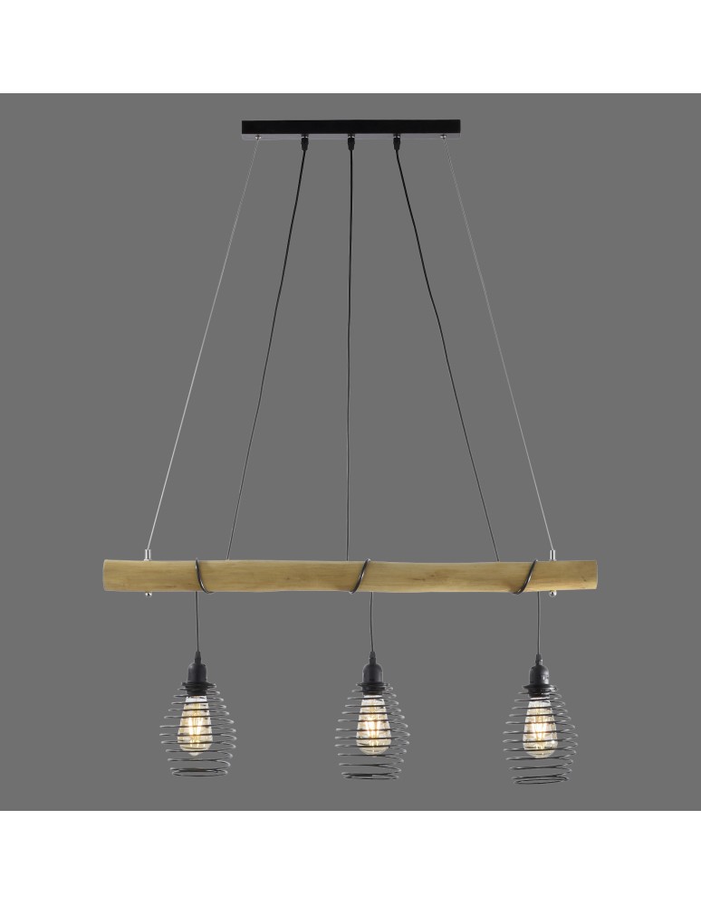 Paul Neuhaus Spring Lampa Wisząca Drewno/Czarny 15526-79
