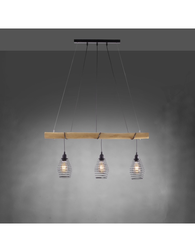 Paul Neuhaus Spring Lampa Wisząca Drewno/Czarny 15526-79