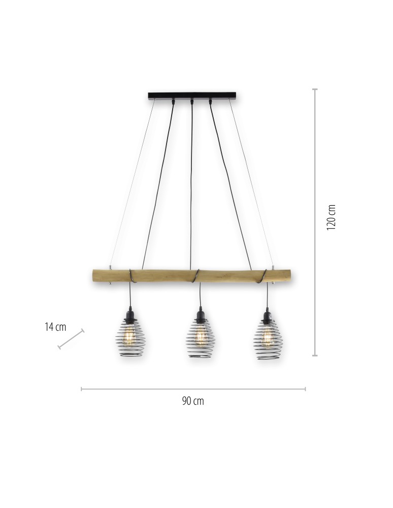 Paul Neuhaus Spring Lampa Wisząca Drewno/Czarny 15526-79