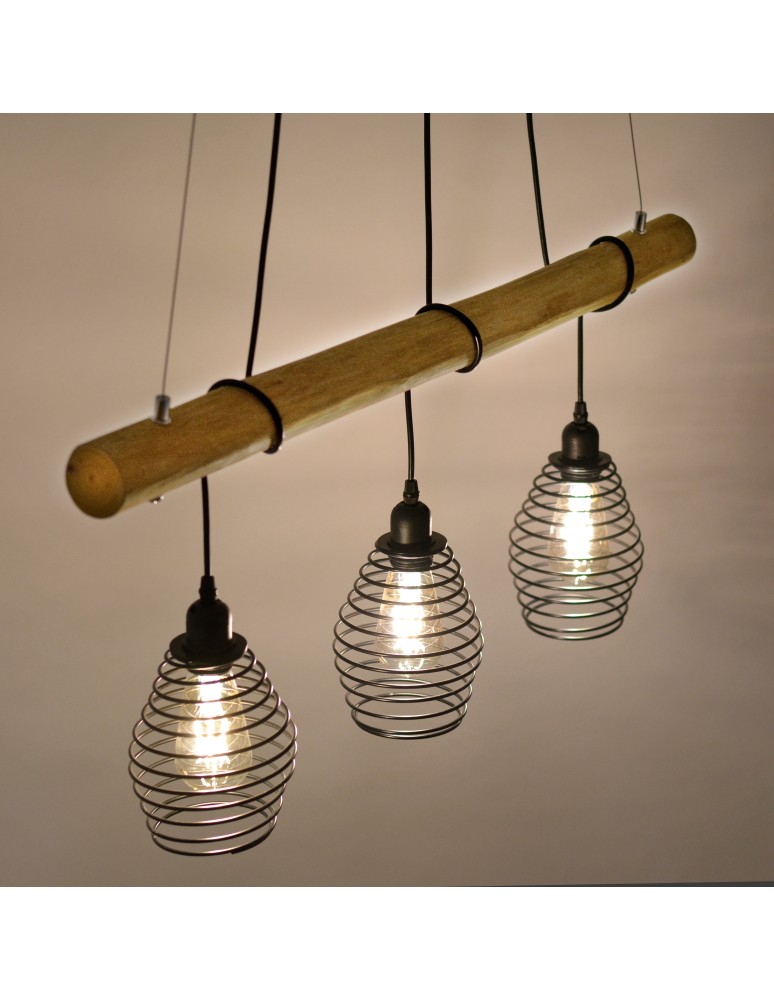Paul Neuhaus Spring Lampa Wisząca Drewno/Czarny 15526-79