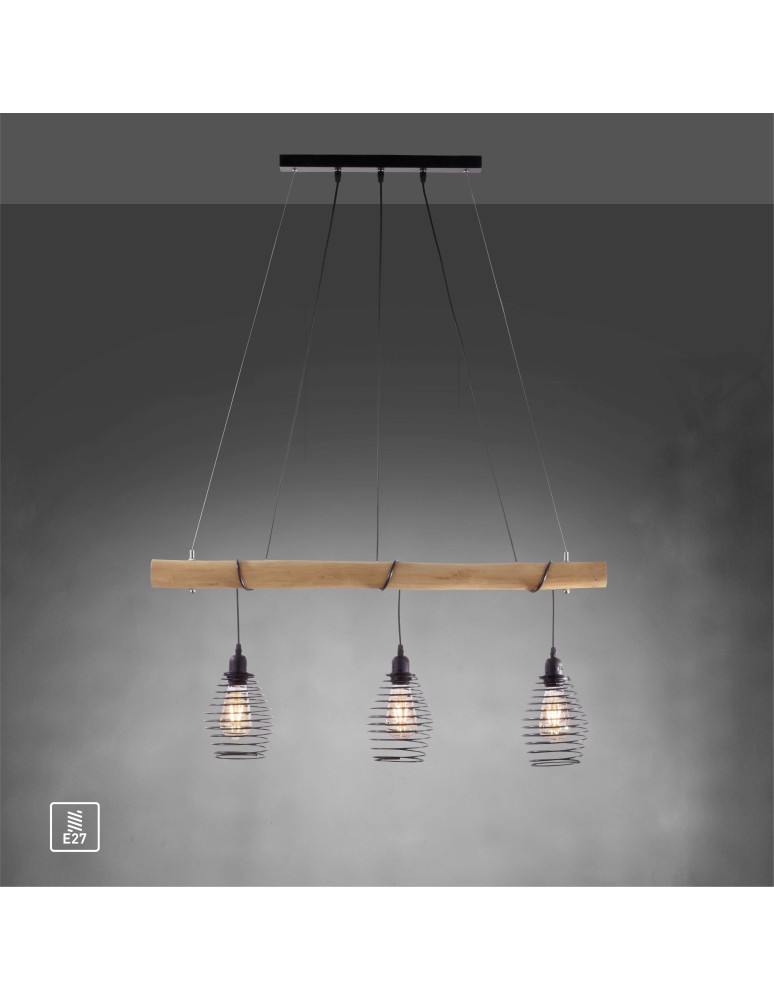 Paul Neuhaus Spring Lampa Wisząca Drewno/Czarny 15526-79