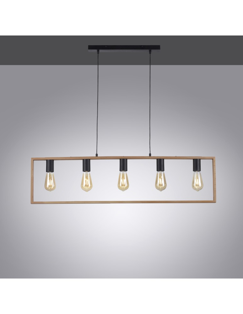 Paul Neuhaus Franky Lampa Wisząca Czarny/Drewno 15653-18