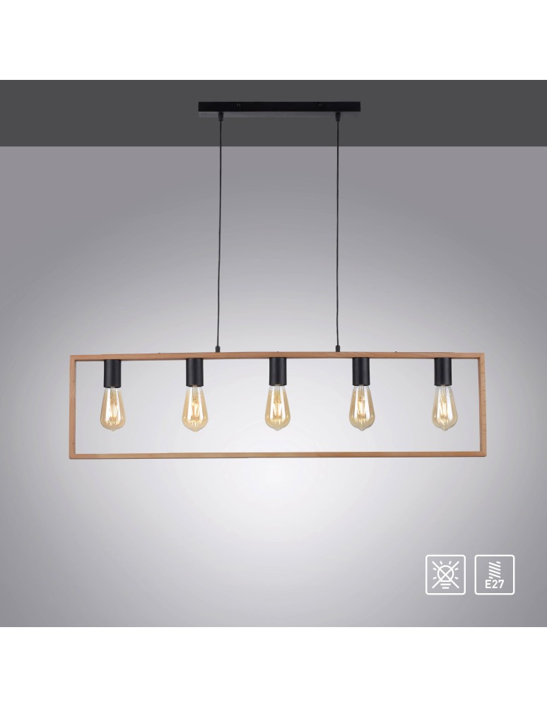 Paul Neuhaus Franky Lampa Wisząca Czarny/Drewno 15653-18