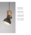 Paul Neuhaus Cup 2.0 Lampa Wisząca Czarny/Drewno 15741-18