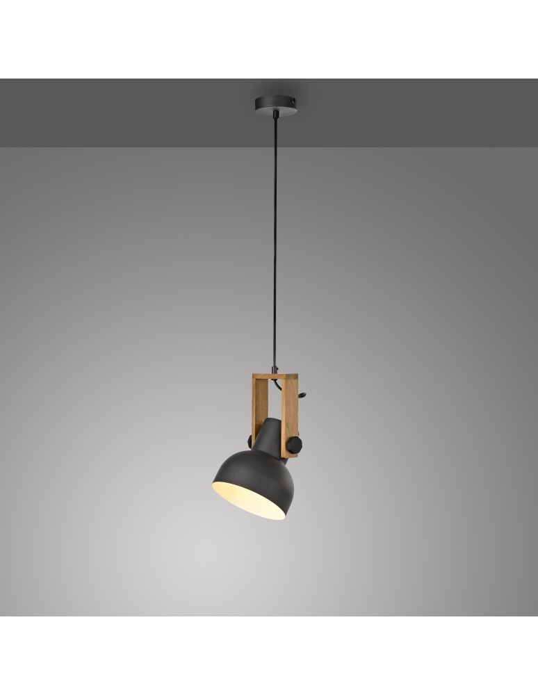 Paul Neuhaus Cup 2.0 Lampa Wisząca Czarny/Drewno 15741-18