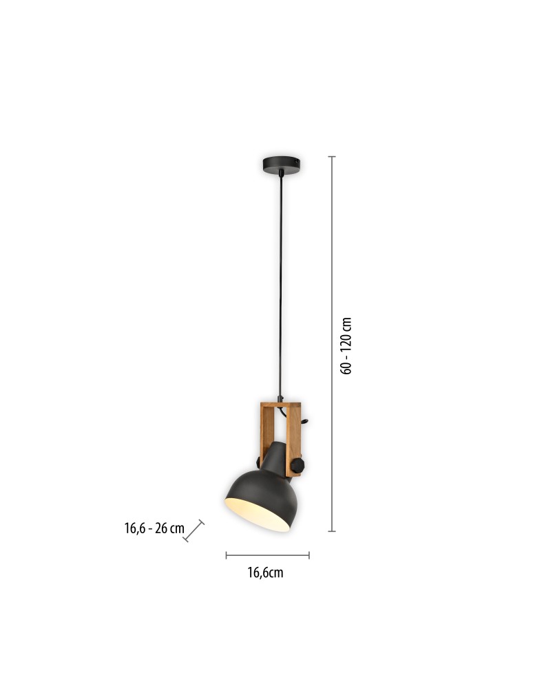 Paul Neuhaus Cup 2.0 Lampa Wisząca Czarny/Drewno 15741-18