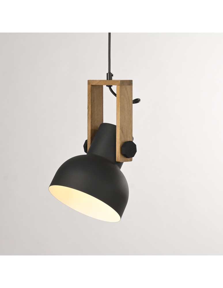 Paul Neuhaus Cup 2.0 Lampa Wisząca Czarny/Drewno 15741-18