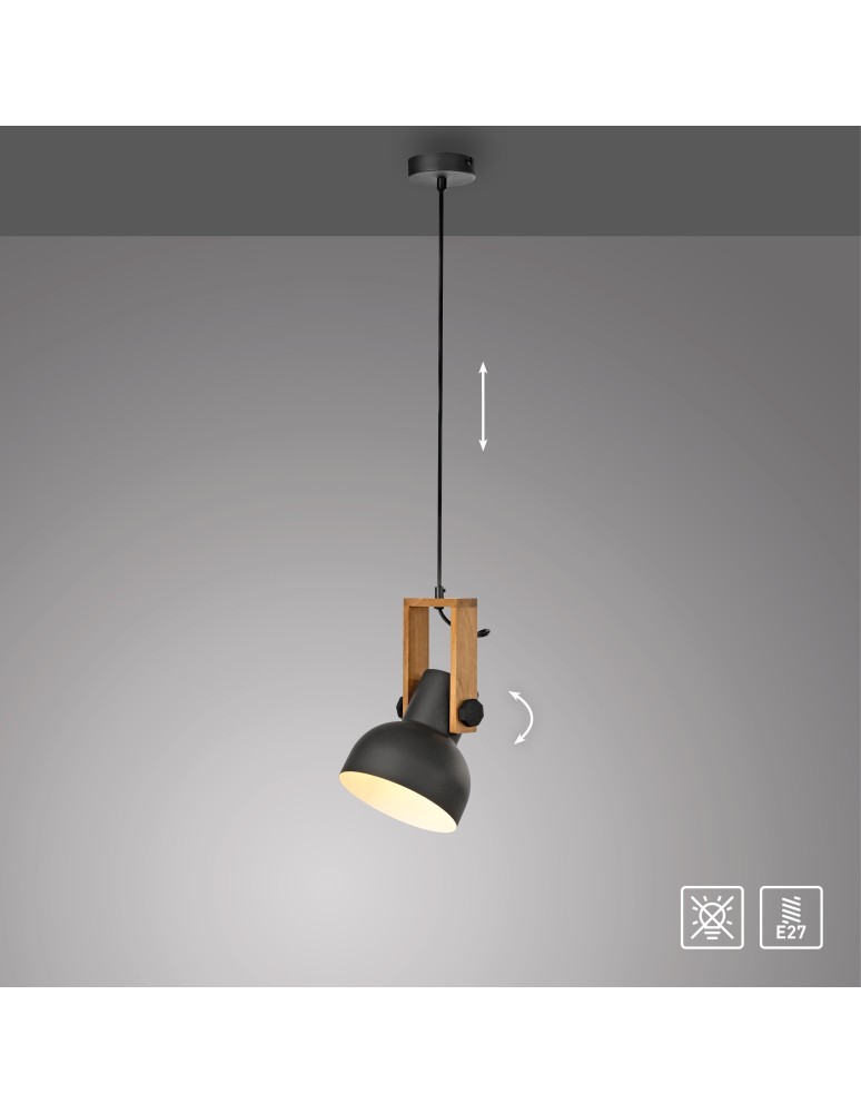 Paul Neuhaus Cup 2.0 Lampa Wisząca Czarny/Drewno 15741-18