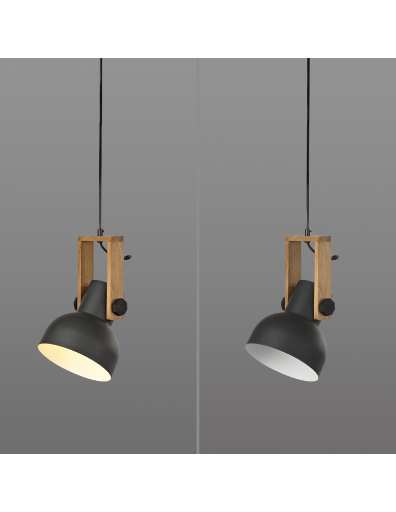 Paul Neuhaus Cup 2.0 Lampa Wisząca Czarny/Drewno 15741-18