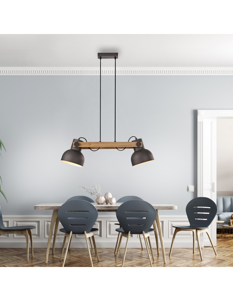 Paul Neuhaus Cup 2.0 Lampa Wisząca Czarny/Drewno 15742-18