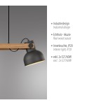 Paul Neuhaus Cup 2.0 Lampa Wisząca Czarny/Drewno 15742-18