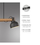 Paul Neuhaus Cup 2.0 Lampa Wisząca Czarny/Drewno 15742-18