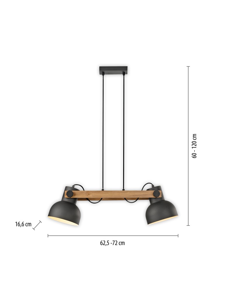 Paul Neuhaus Cup 2.0 Lampa Wisząca Czarny/Drewno 15742-18