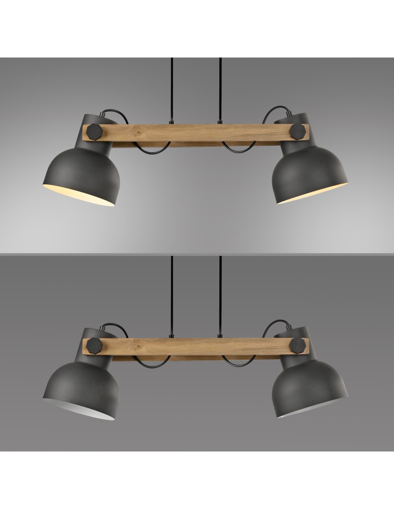 Paul Neuhaus Cup 2.0 Lampa Wisząca Czarny/Drewno 15742-18