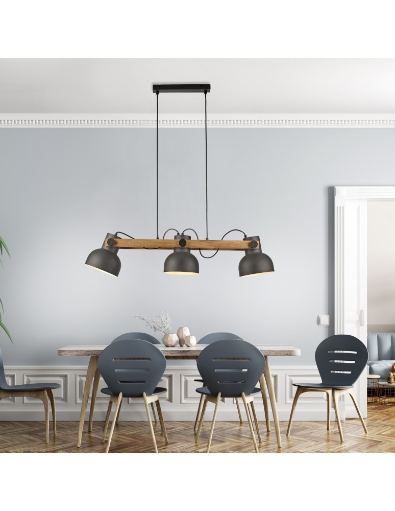Paul Neuhaus Cup 2.0 Lampa Wisząca Czarny/Drewno 15743-18