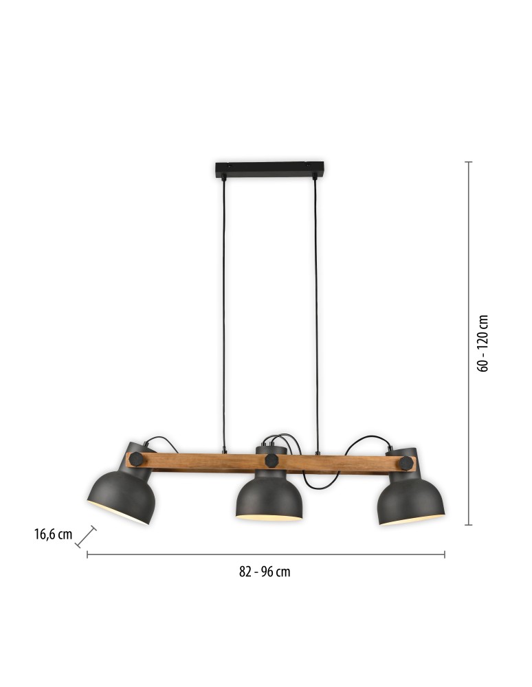 Paul Neuhaus Cup 2.0 Lampa Wisząca Czarny/Drewno 15743-18