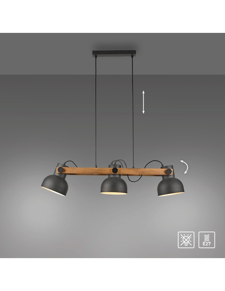 Paul Neuhaus Cup 2.0 Lampa Wisząca Czarny/Drewno 15743-18