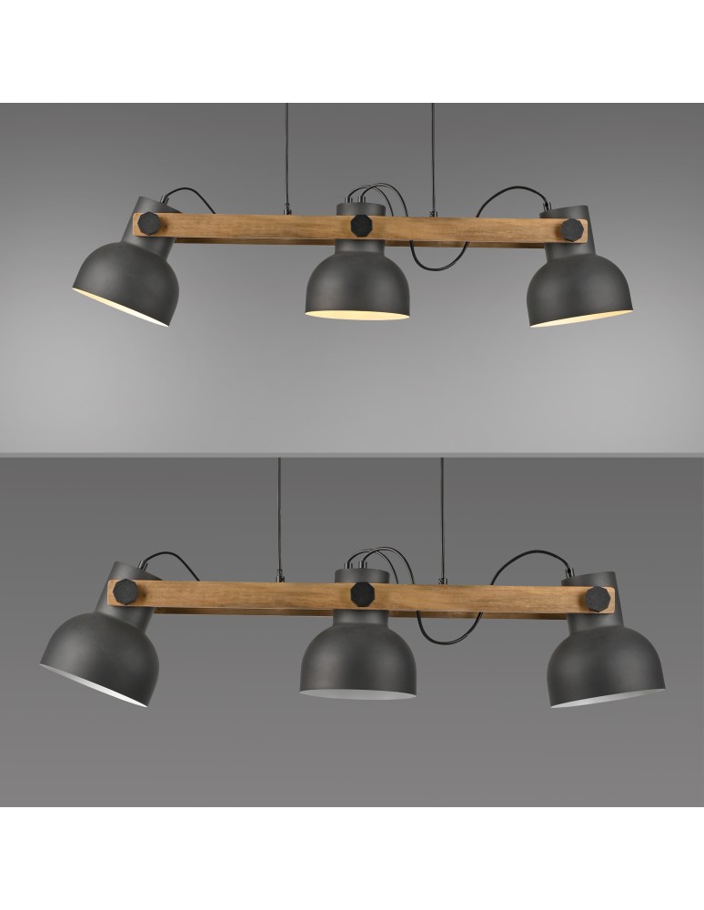 Paul Neuhaus Cup 2.0 Lampa Wisząca Czarny/Drewno 15743-18