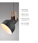 Paul Neuhaus Cup 2.0 Lampa Wisząca Czarny/Drewno 15747-18