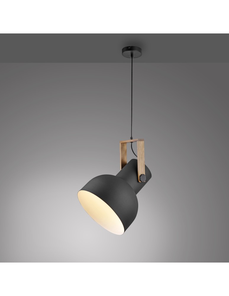 Paul Neuhaus Cup 2.0 Lampa Wisząca Czarny/Drewno 15747-18