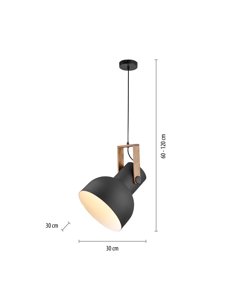 Paul Neuhaus Cup 2.0 Lampa Wisząca Czarny/Drewno 15747-18