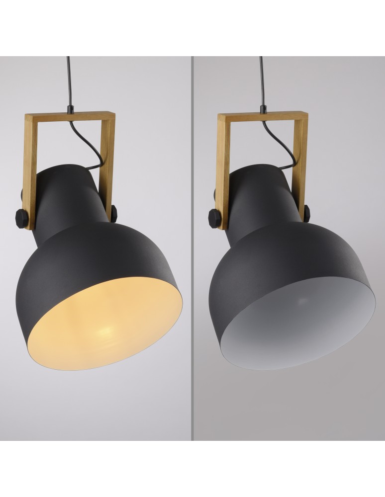 Paul Neuhaus Cup 2.0 Lampa Wisząca Czarny/Drewno 15747-18